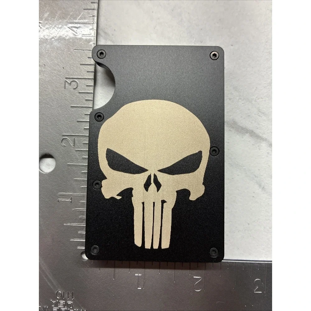 Metal Slim Frank Castle Punisher Skull Logo RFID Blocking Wallet